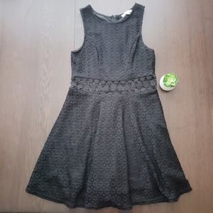 🔥$5 Black Lace Skater Flare Dress w Sheer Belt